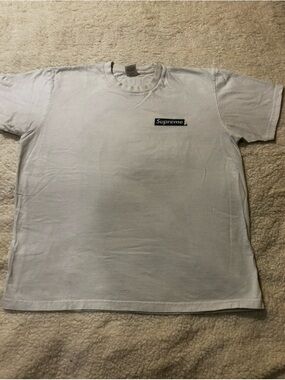 Supreme White Tee with Black Chest Box Logo - Men